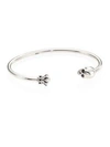 KING BABY STUDIO MEN'S SKULL & CROWN STERLING SILVER THIN WIRE CUFF BRACELET,400090379594