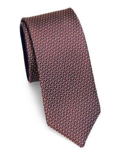 Saks Fifth Avenue Modern Mini Links Silk Tie In Wine