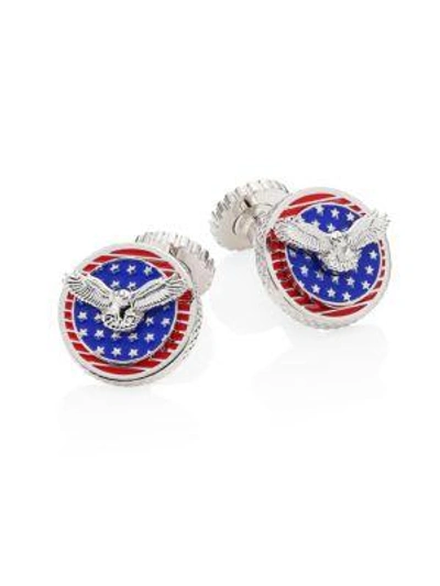 Tateossian Men's Rotating Flags Rhodium-plated Cufflinks In Multi