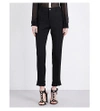GUCCI Frilled-hem silk and wool-blend trousers