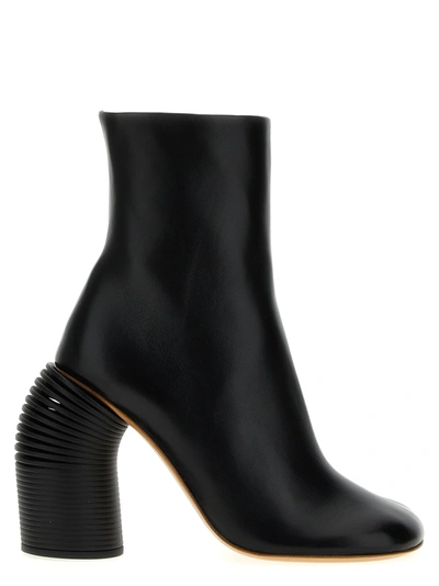 Off-white Off White Woman Black Leather Spring Ankle Boots In Negro