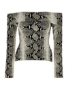 Khaite Vivi Snakeskin-print Foldover Off-the-shoulder Top