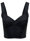 DOLCE & GABBANA BLACK BUSTIER TOP WITH SWEETHEART NECKLINE IN JACQUARD AND LACE WOMAN