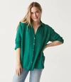 Michael Stars Leo Gauze Button Down Shirt In Ivy