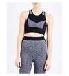 WHISTLES Marl-panel stretch-jersey cropped top