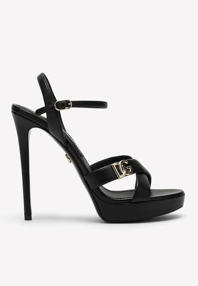 Dolce & Gabbana Black Dg Logo 130 Sandals