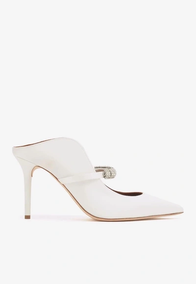 Malone Souliers Bella 85 Crystal Satin Mules In White