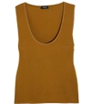 ATLEIN Brown Topstiched Jersey Tank,528052038089202084