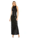 MAC DUGGAL SEQUINED HIGH NECK SLEEVELESS COLUMN GOWN