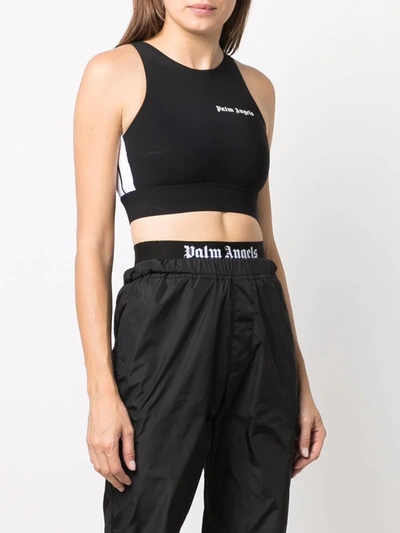 Palm Angels Women Training Track Top In Black White