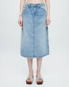 Re/done Denim Skirt With Pockets And Slit In Vintage Flow