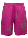 NEEDLES FUCHSIA SHORTS WITH ALL-OVER CACTUS PRINT IN COTTON AND LINEN MAN