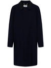 Maison Margiela Single-breasted Mid-length Coat In Navy