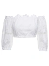 TEMPTATION POSITANO EMBROIDERED OFF-SHOULDER CROPPED TOP IN WHITE COTTON WOMAN