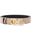 Ferragamo Gancini-buckle Reversible Leather Belt In Beige