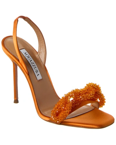 Aquazzura Chain Of Love Satin Stiletto Sandals In Orange