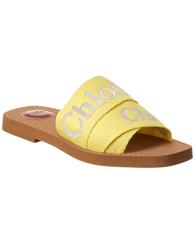 Chloé Woody Canvas Slides In Yellow