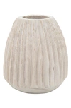 Sagebrook Home Wood 8in Ridged Vase In White