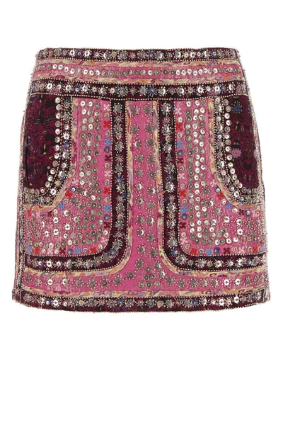 Isabel Marant Oneila Embellished Paisley Mini Skirt In Pink