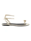 Lanvin Woman Thong Sandal Off White Size 11 Leather In White