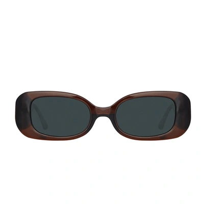 Linda Farrow Sunglasses In 01 Black/ Yellow Gold/ Solid Grey