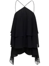 THE ANDAMANE MALENA GEORGETTE PLAYSUIT WITH RUFFLE DETAILING IN BLACK SILK WOMAN