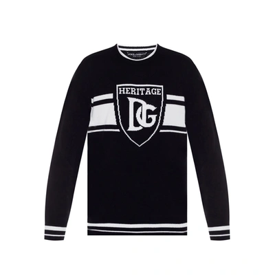 Dolce & Gabbana Logo Cashmere Jumper In Black