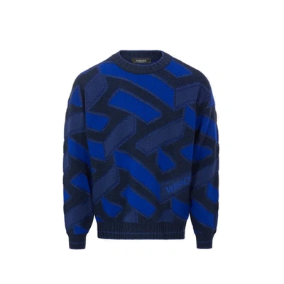 Versace Logo Sweater In Blue