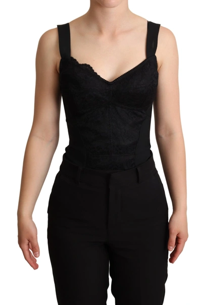 Dolce & Gabbana Black Floral Lace Bodysuit Hot Trousers Dress