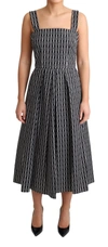 Dolce & Gabbana Black White Pattern Cotton A-line Dress In Black