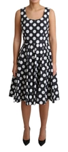 DOLCE & GABBANA DOLCE & GABBANA BLUE POLKA DOTTED COTTON A-LINE  WOMEN'S DRESS