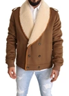 Dolce & Gabbana Brown Double Breasted Shearling Coat Jacket In Brown