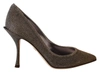 Dolce & Gabbana Gold Silver Fabric Heels Pumps Shoes In Silver