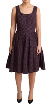 Dolce & Gabbana Red Blue Polka Cotton A-line Gown Dress In Red