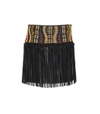 VALENTINO Black Beaded Leather Skirt,VAL35P03