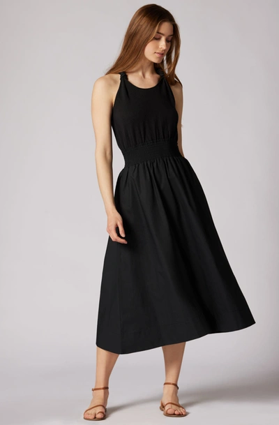 Joie Kensie Sleeveless Smocked Poplin Midi Dress In Black | ModeSens