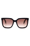 Rag & Bone 56mm Square Sunglasses In Blue Brown/ Brown Gradient