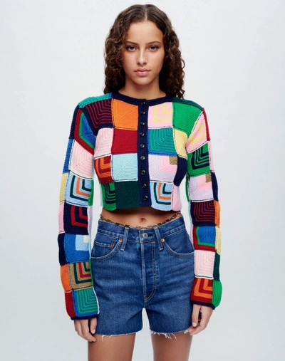 Re/done Patchwork Cardigan In Multi