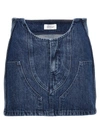 Off-white Low-waist Denim Miniskirt With 3d Detailing