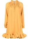 Lanvin Charmeuse Ruffled Hem Minidress In Yellow