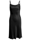 ANTONELLI 'MUGETTE' MIDI BLACK SLIP DRESS WITH RHINESTONE STRAPS IN SILK BLEND WOMAN