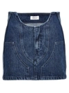 Off-white Low-waist Denim Miniskirt With 3d Detailing In Blue