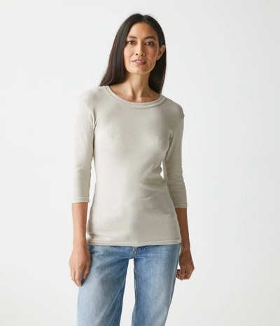 Michael Stars Dora Shine 3/4 Sleeve Tee In Silver