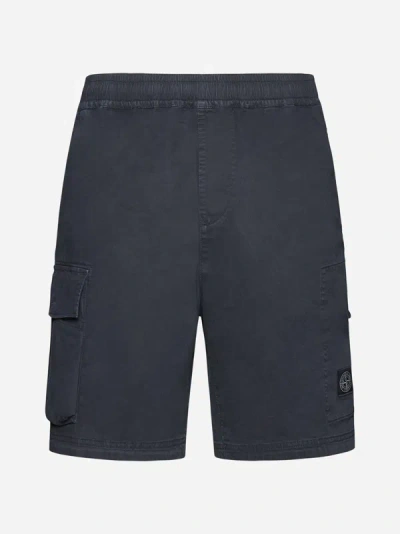Stone Island Cotton Bermuda Shorts In Blue