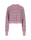 Palm Angels Cropped Sweater With Stripes In Pink
