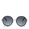 JIMMY CHOO ANDIE Black Acetate Round Framed Sunglasses with Silver Lurex Detailing