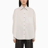 THE MANNEI THE MANNEI BEIGE/WHITE OVERSIZE SHIRT