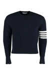 Thom Browne Merino Wool Crew-neck Sweater In Blue