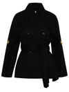 FAY BLACK COTTON BLEND TRENCH COAT