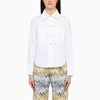 Vince Long-sleeve Linen-blend Button-front Shirt In White